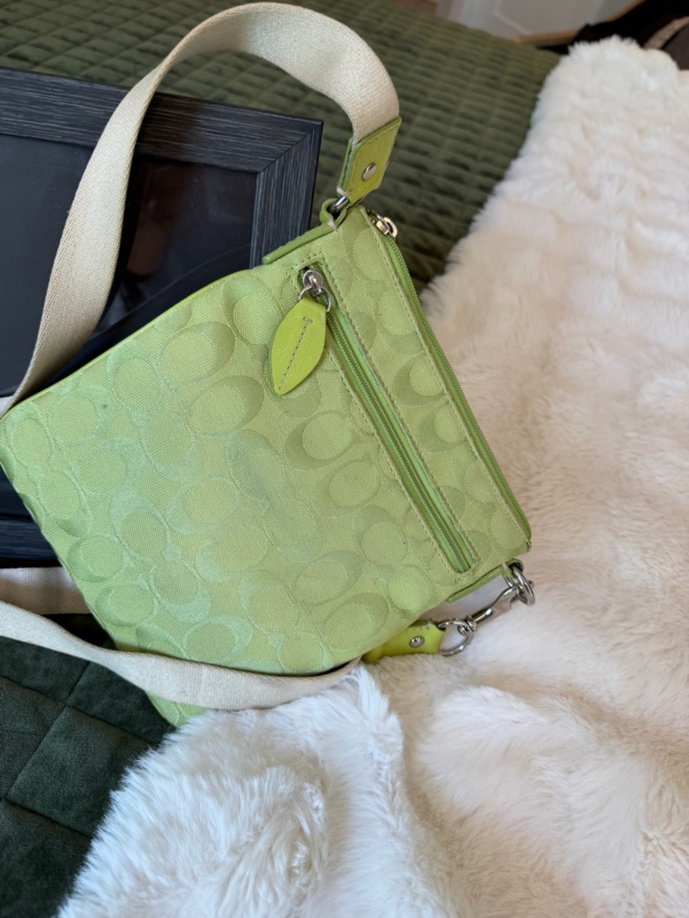 Coach Lime Green Signature Crossbody Bag - Picture 3 of 6